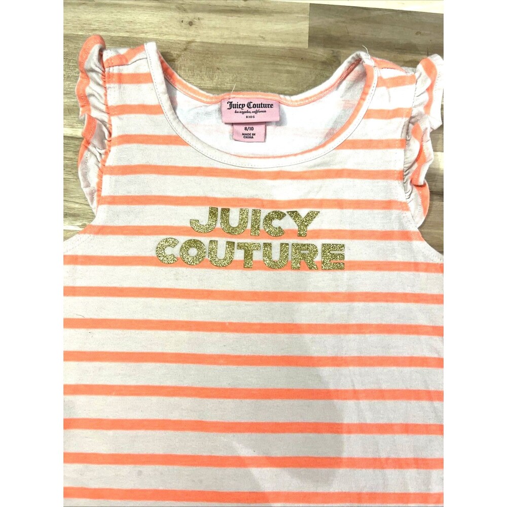 Kid's JUICY COUTURE 8/10 T Shirt Orange White Gold Logo